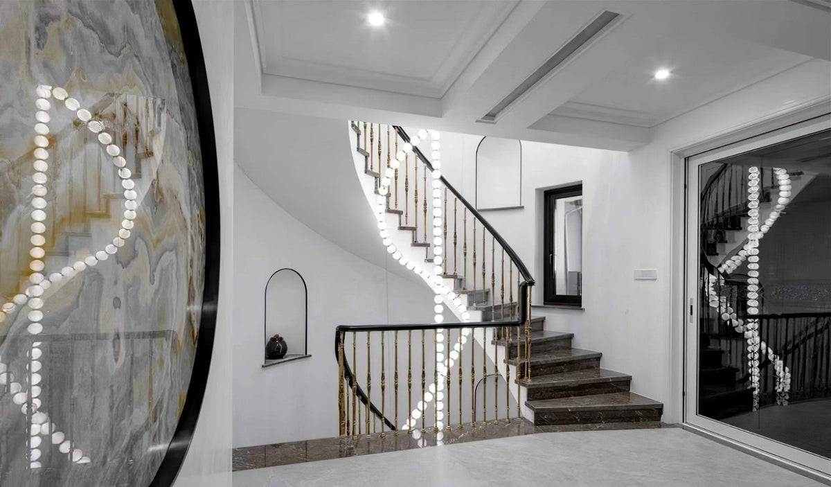 Halti Necklace Acrylic Chandelier - 15 Lights: Dia 35" xH 19.6"Gold & WhiteWarm Lightcasivra