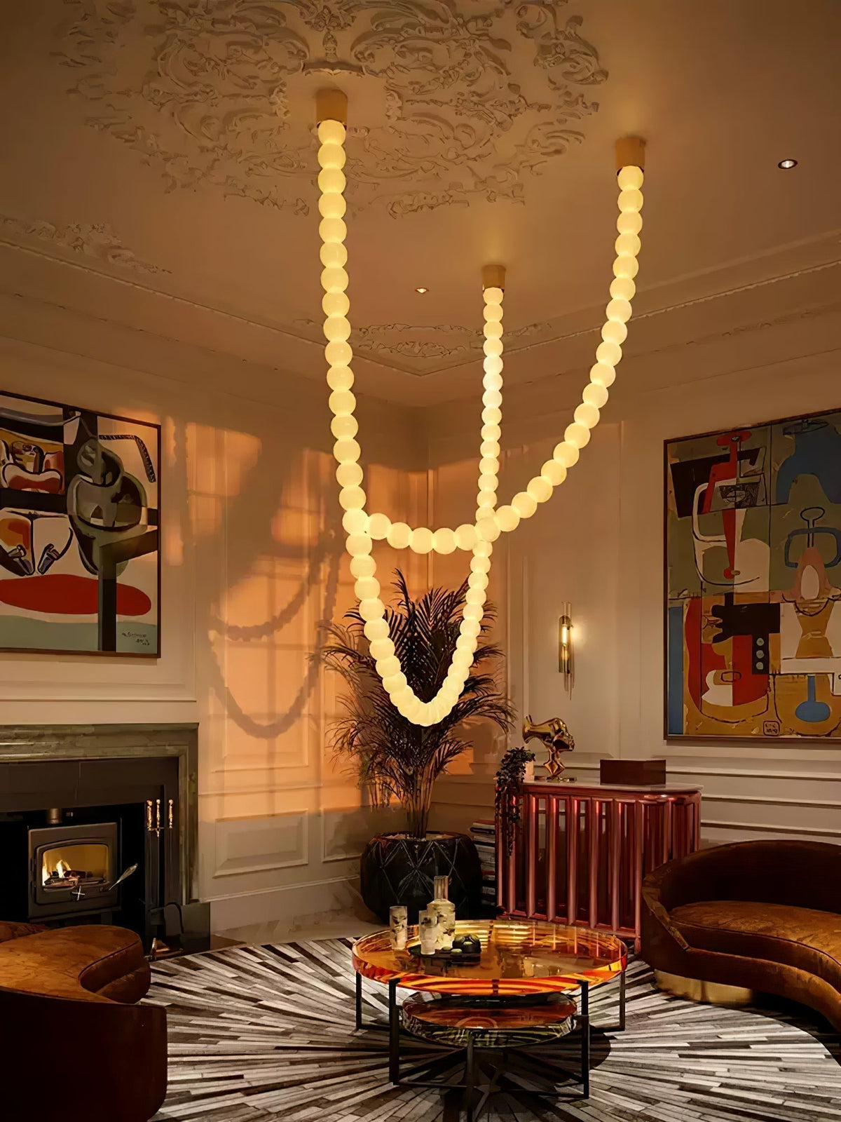 Halti Necklace Acrylic Chandelier - 114 Lights: Dia 31.5" x H 98.4"Gold & WhiteWarm Lightcasivra
