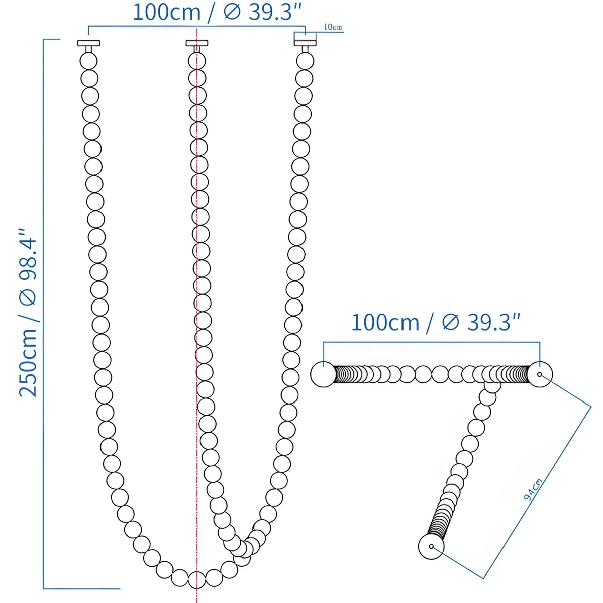 Halti Necklace Acrylic Chandelier - 102 Lights: Dia 39.3" x H 98.4"Gold & WhiteWarm Lightcasivra