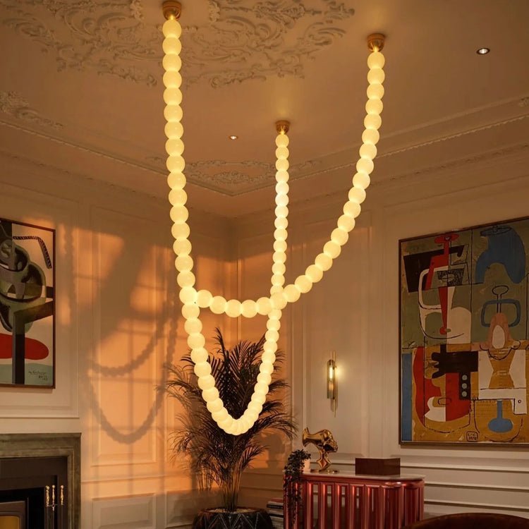 Halti Necklace Acrylic Chandelier - 114 Lights: Dia 31.5" x H 98.4"Gold & WhiteWarm Lightcasivra