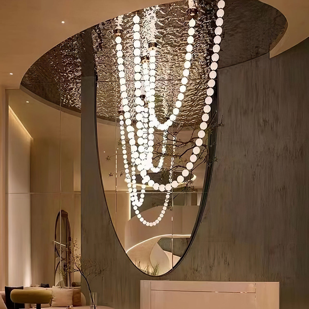 Halti Necklace Acrylic Chandelier - 114 Lights: Dia 31.5" x H 98.4"Gold & WhiteWarm Lightcasivra