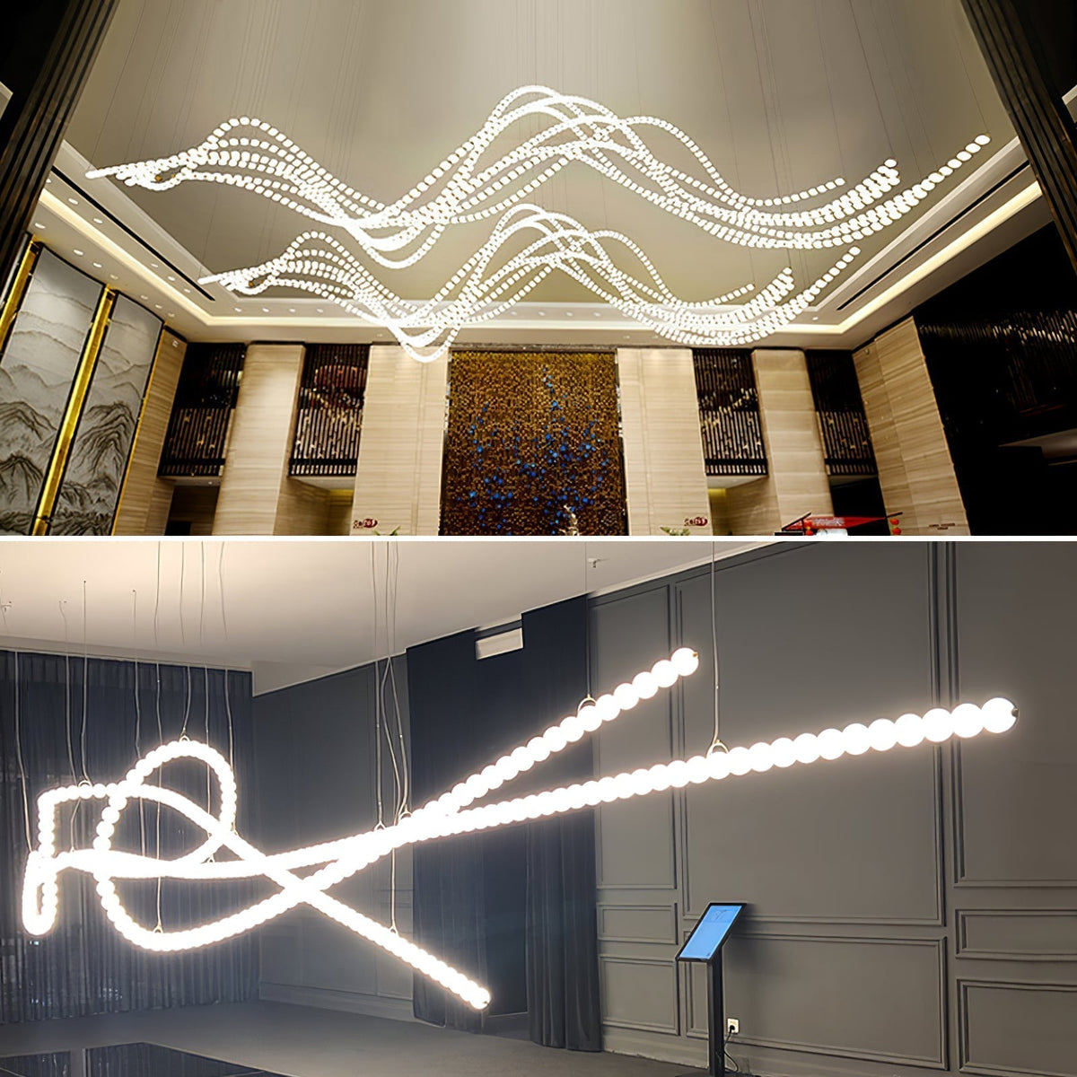 Halti Necklace Acrylic Chandelier - 114 Lights: Dia 31.5" x H 98.4"Gold & WhiteWarm Lightcasivra