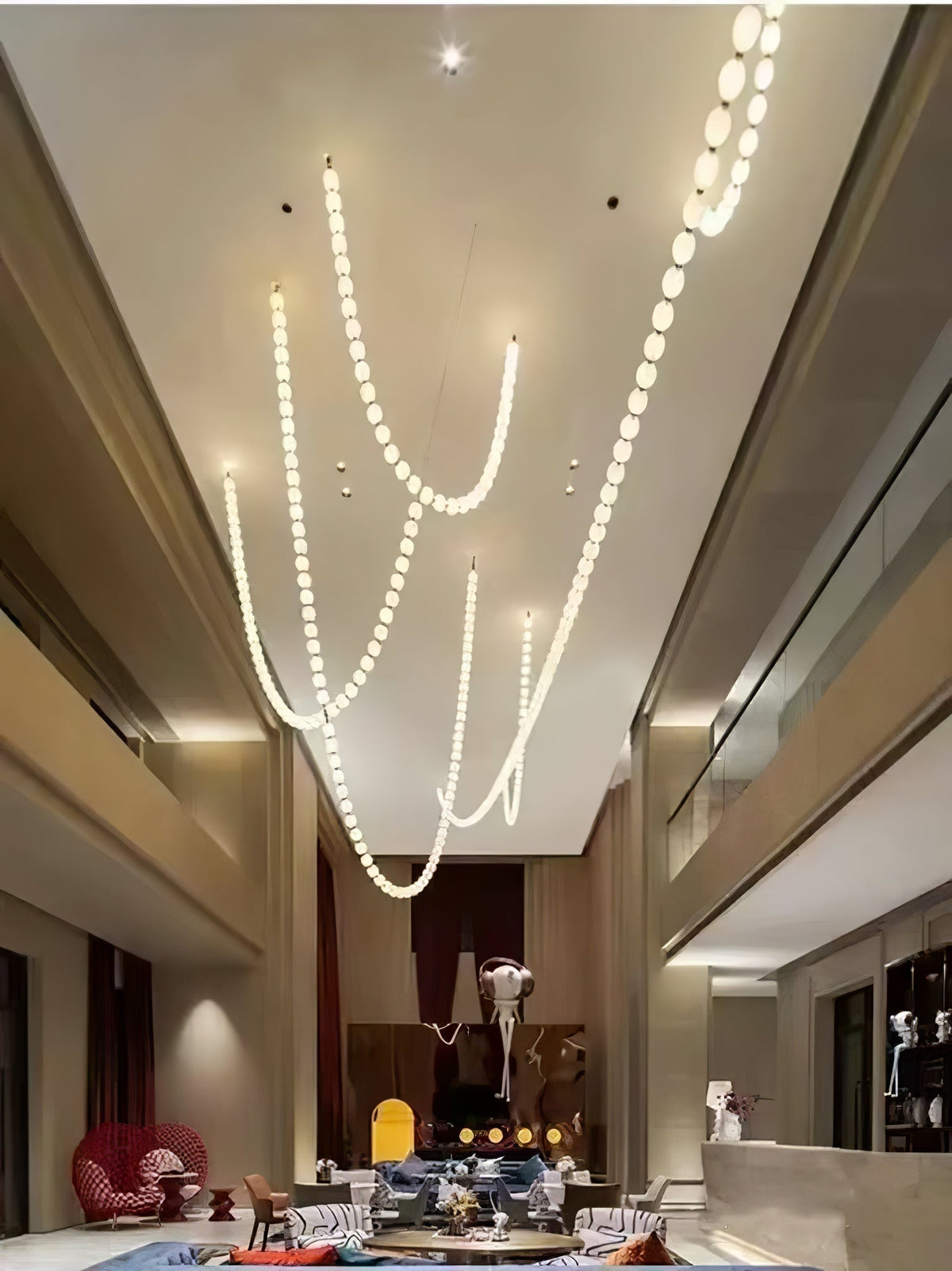 Halti Necklace Acrylic Chandelier - 114 Lights: Dia 31.5" x H 98.4"Gold & WhiteWarm Lightcasivra