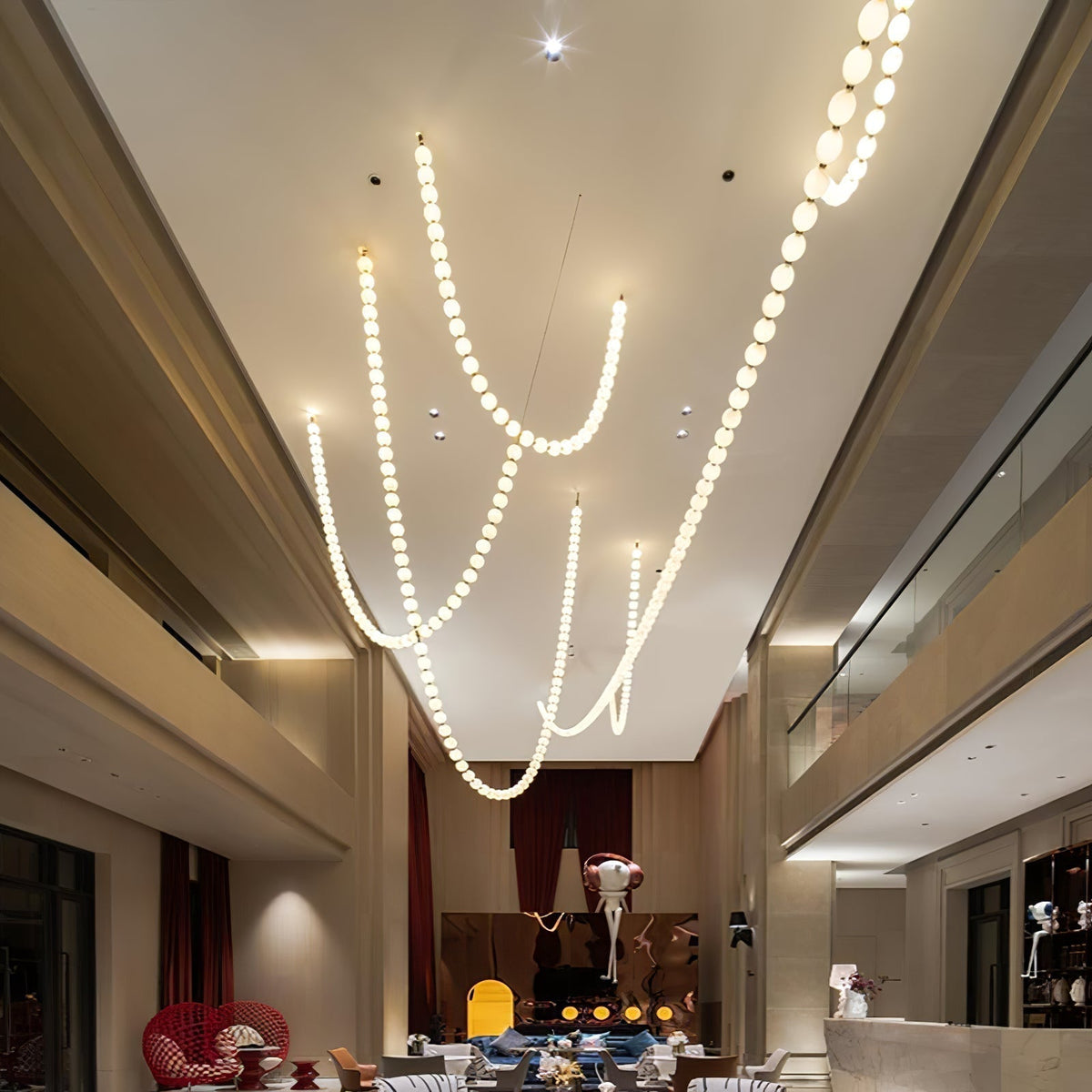 Halti Necklace Acrylic Chandelier - 114 Lights: Dia 31.5" x H 98.4"Gold & WhiteWarm Lightcasivra