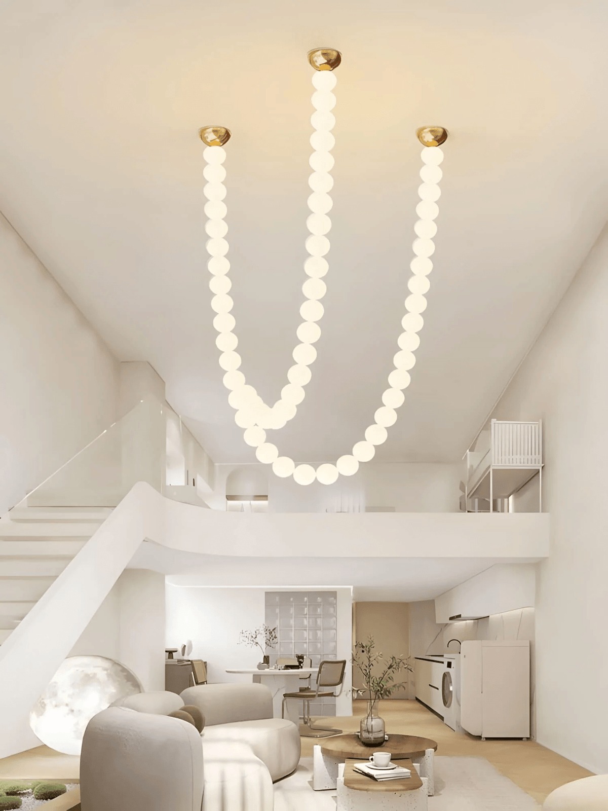 Halti Necklace Acrylic Chandelier - 114 Lights: Dia 31.5" x H 98.4"Gold & WhiteWarm Lightcasivra