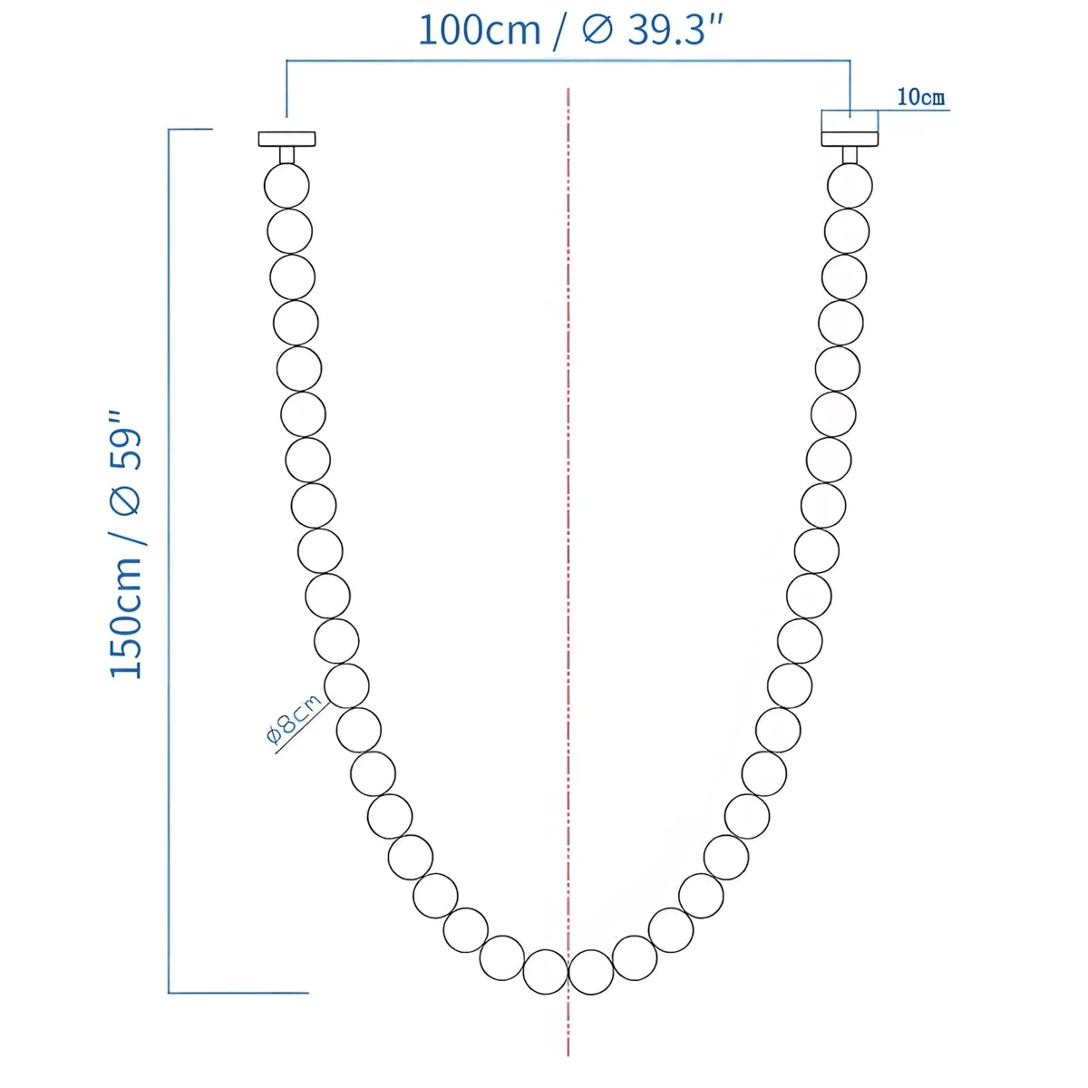 Halti Necklace Acrylic Chandelier - 40 Lights: Dia 39.3"xH 59"Gold & WhiteWarm Lightcasivra