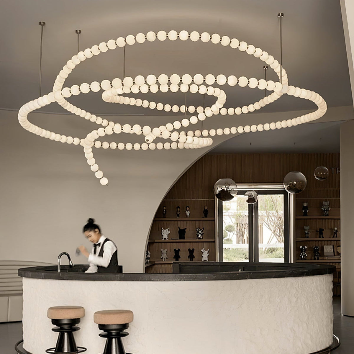 Halti Necklace Acrylic Chandelier - 15 Lights: Dia 35" xH 19.6"Gold & WhiteWarm Lightcasivra