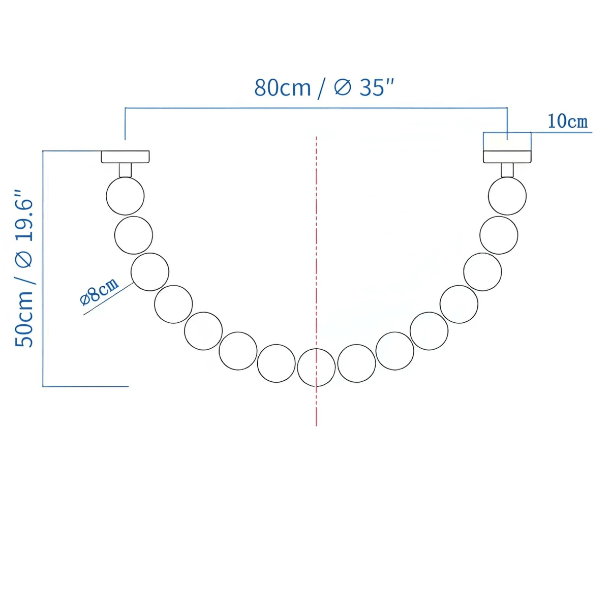 Halti Necklace Acrylic Chandelier - 114 Lights: Dia 31.5" x H 98.4"Gold & WhiteWarm Lightcasivra