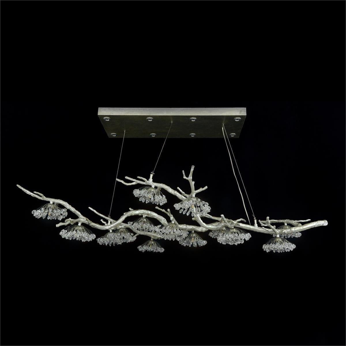 Hanasaku Crystal Bud Branch Fourteen - Light Oblong Chandelier - casivra