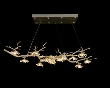 Hanasaku Crystal Bud Branch Fourteen - Light Oblong Chandelier - casivra