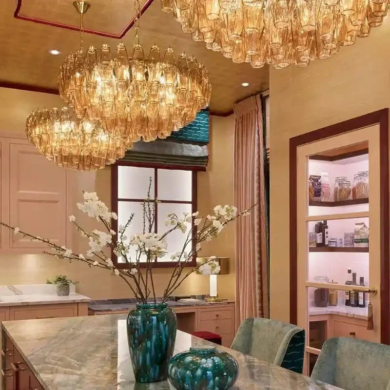 Hand Blown Tier Glass Large Murano Chandelier 24"31"40"-American Vintage chandelier lamp-casivra-casivra