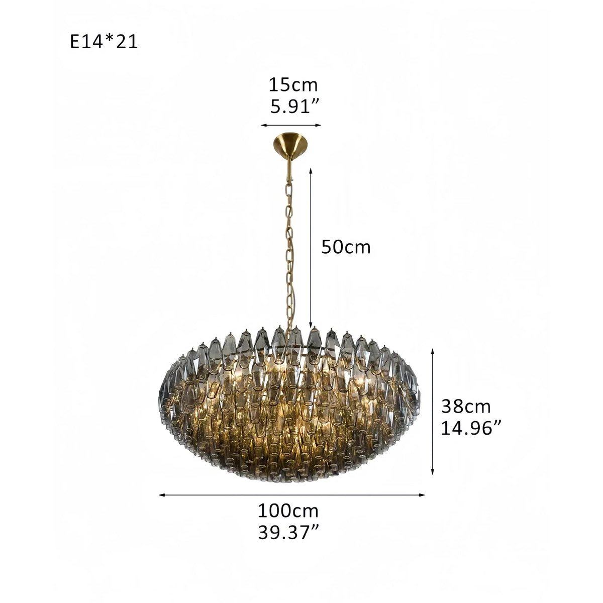 Hand Blown Tier Glass Large Murano Chandelier 24"31"40"-American Vintage chandelier lamp-casivra-casivra