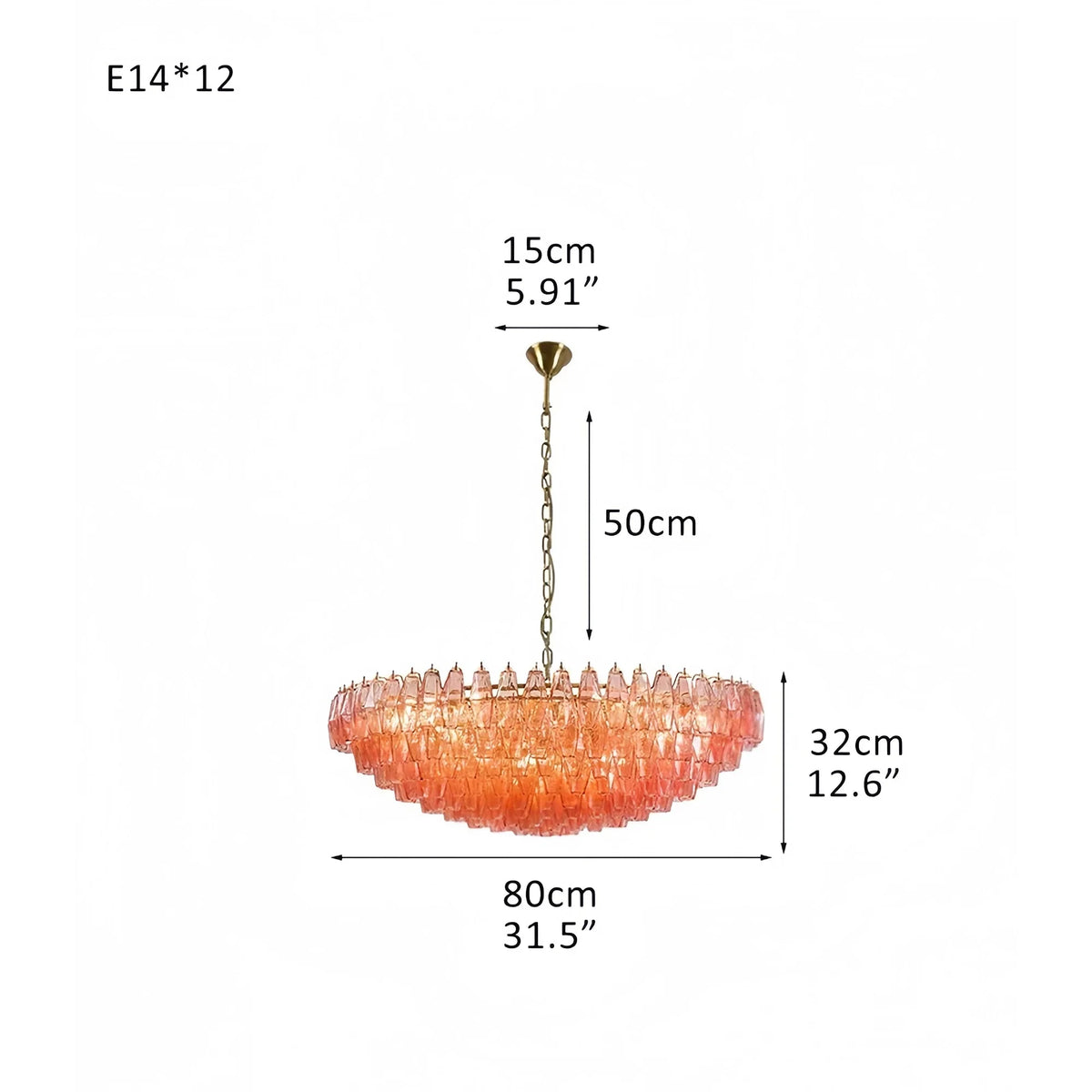 Hand Blown Tier Glass Large Murano Chandelier 24"31"40"-American Vintage chandelier lamp-casivra-casivra