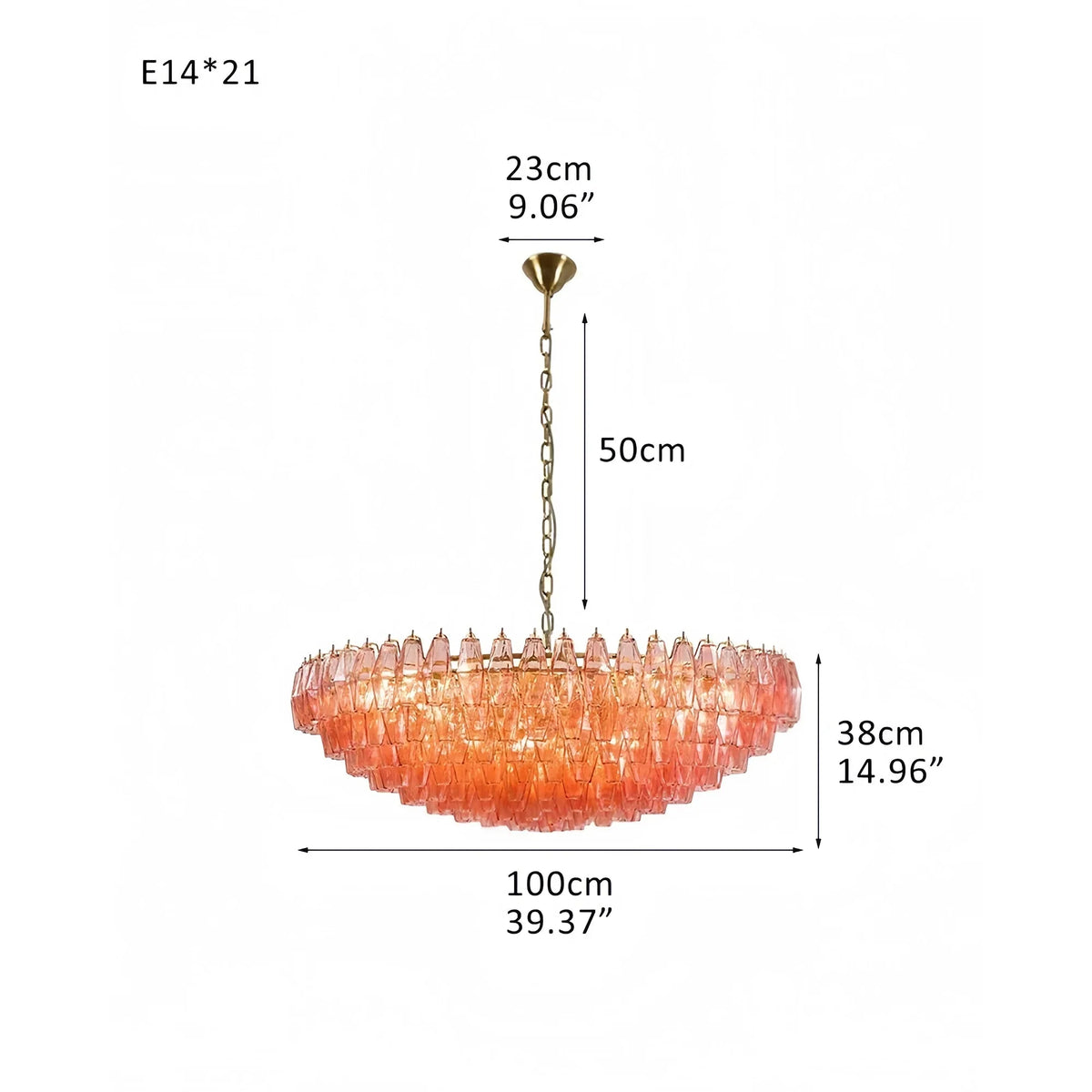 Hand Blown Tier Glass Large Murano Chandelier 24"31"40"-American Vintage chandelier lamp-casivra-casivra