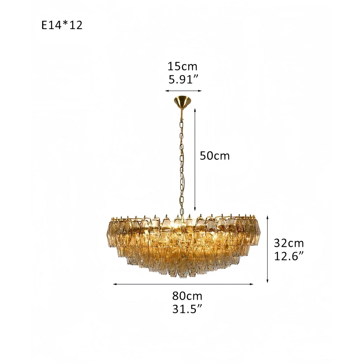 Hand Blown Tier Glass Large Murano Chandelier 24"31"40"-American Vintage chandelier lamp-casivra-casivra