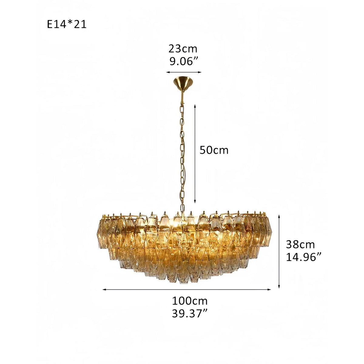 Hand Blown Tier Glass Large Murano Chandelier 24"31"40"-American Vintage chandelier lamp-casivra-casivra