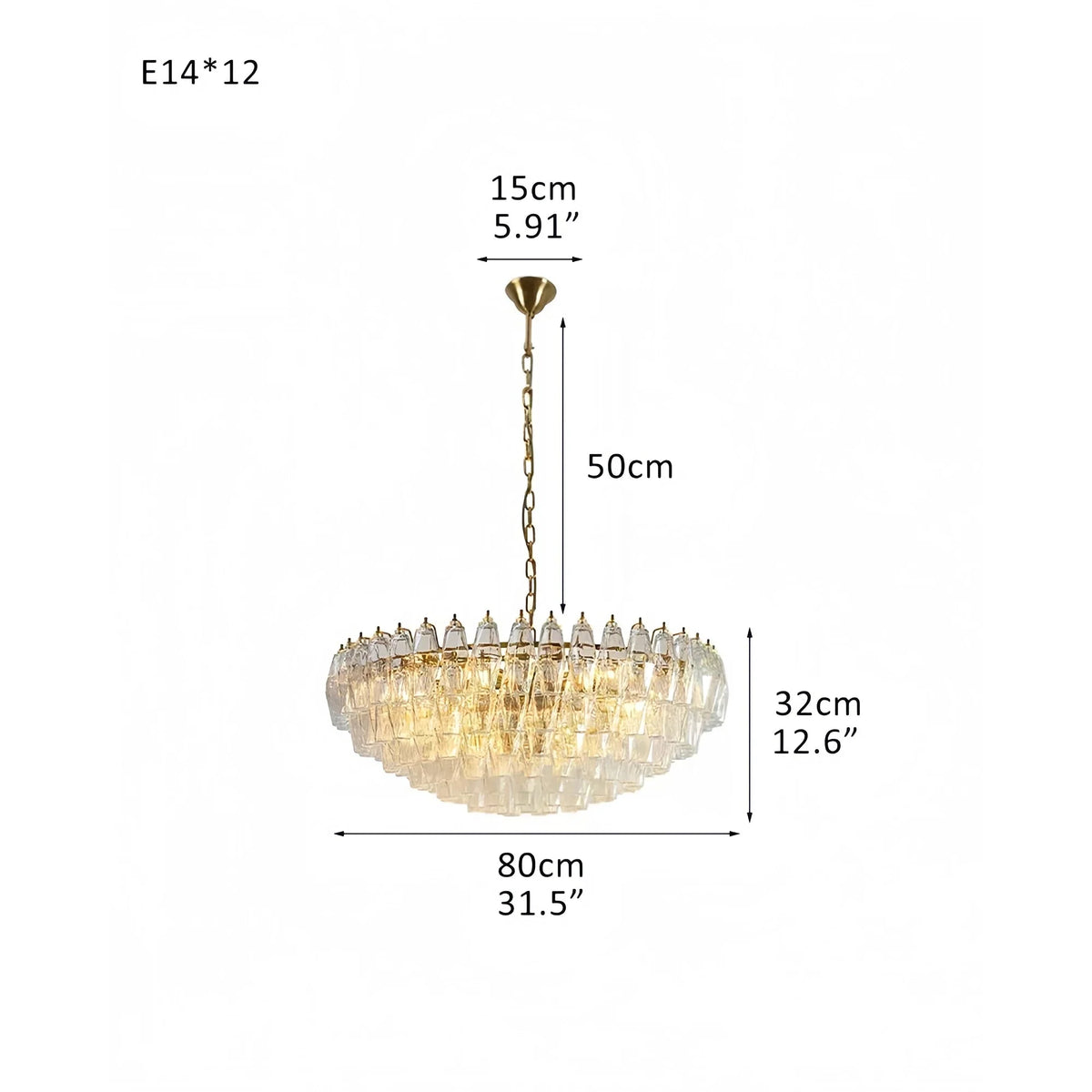 Hand Blown Tier Glass Large Murano Chandelier 24"31"40"-American Vintage chandelier lamp-casivra-casivra