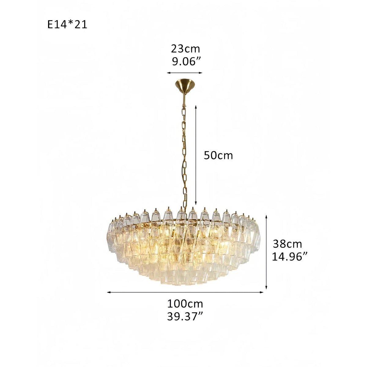 Hand Blown Tier Glass Large Murano Chandelier 24"31"40"-American Vintage chandelier lamp-casivra-casivra