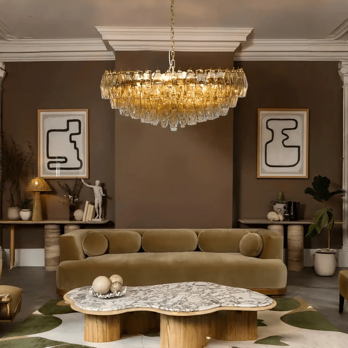 Hand Blown Tier Glass Large Murano Chandelier 24"31"40"-American Vintage chandelier lamp-casivra-casivra