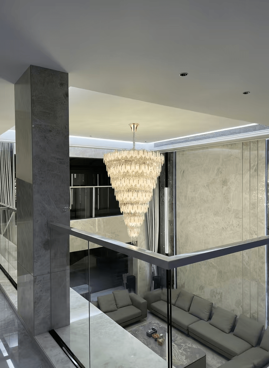 Handcrafted Glass Leaf Multi-Tier Crystal Waterfall Chandelier - 116 Lights/D53.15"*H78.7"(D135cm*H200cm)casivra
