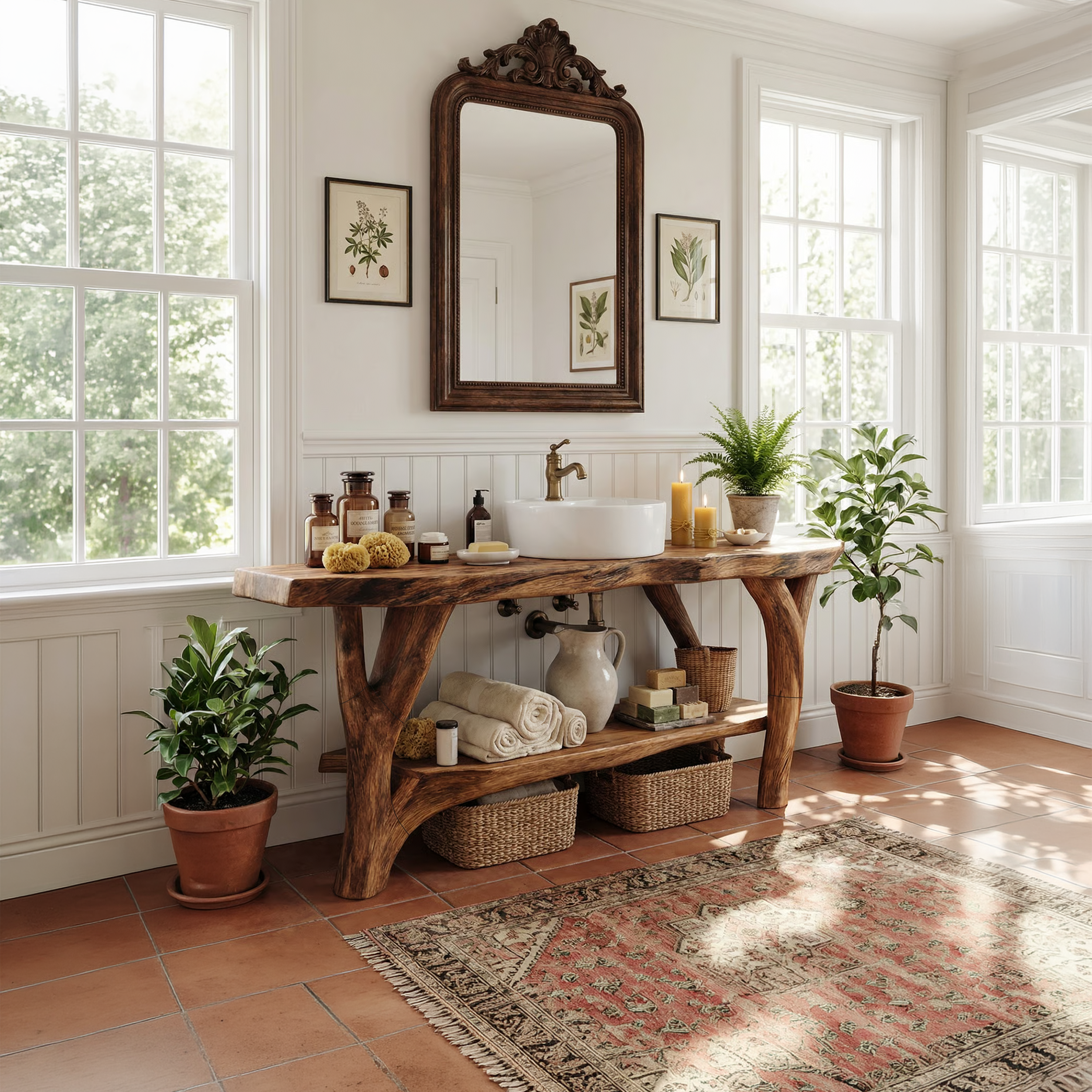 Farmhouse Live Edge Bathroom Vanity Natural Wood For Bathroom Decor