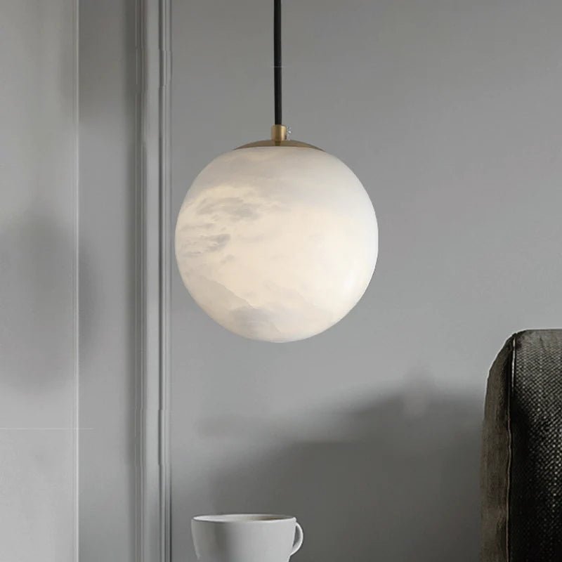 Hansa Alabaster Ball Pendant Light, Island Mini Pendant Light - 7"Dcasivra