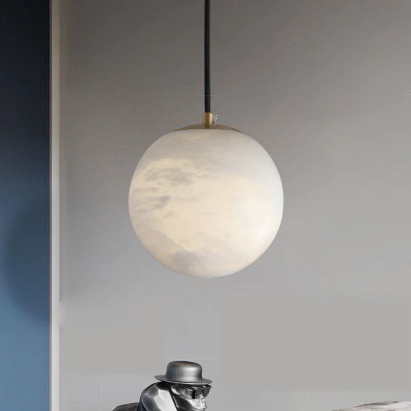 Hansa Alabaster Ball Pendant Light, Island Mini Pendant Light - 6"Dcasivra