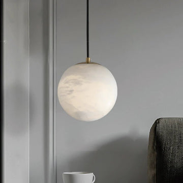 Hansa Alabaster Ball Pendant Light, Island Mini Pendant Light - 5"Dcasivra