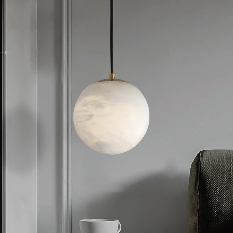 Hansa Alabaster Ball Pendant Light, Island Mini Pendant Light - 5"Dcasivra
