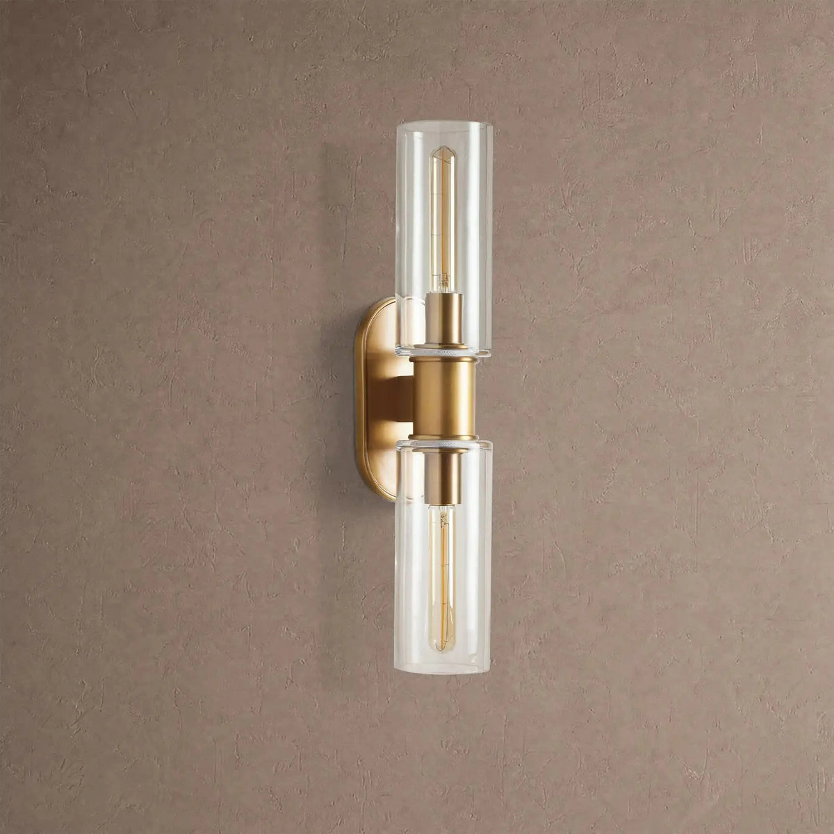 Hartley Clear Glass 2-Light Wall Sconce - Brasscasivra