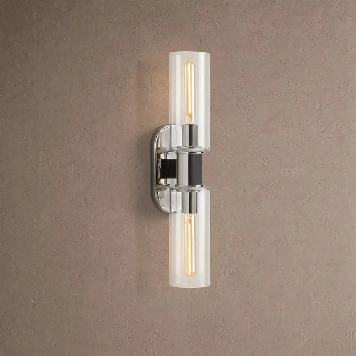 Hartley Clear Glass 2-Light Wall Sconce - Nickelcasivra