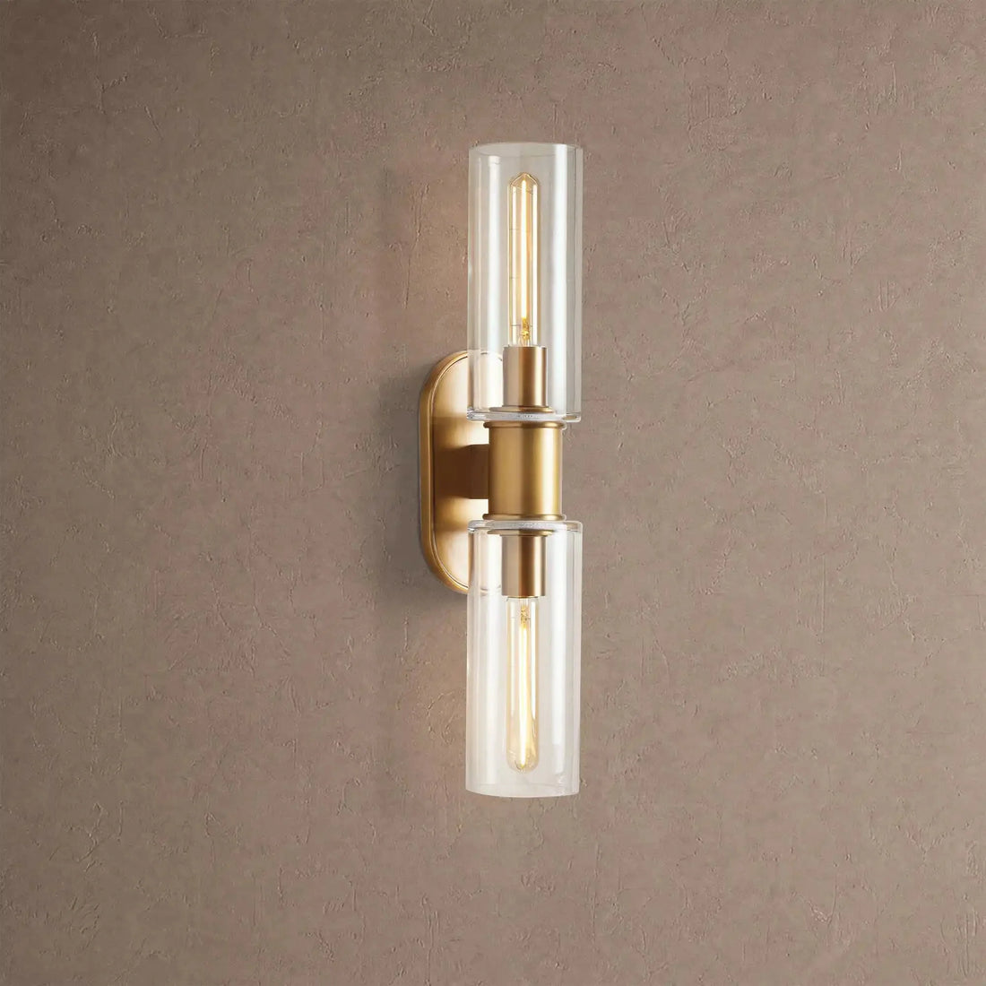 Hartley Clear Glass 2-Light Wall Sconce - Brasscasivra
