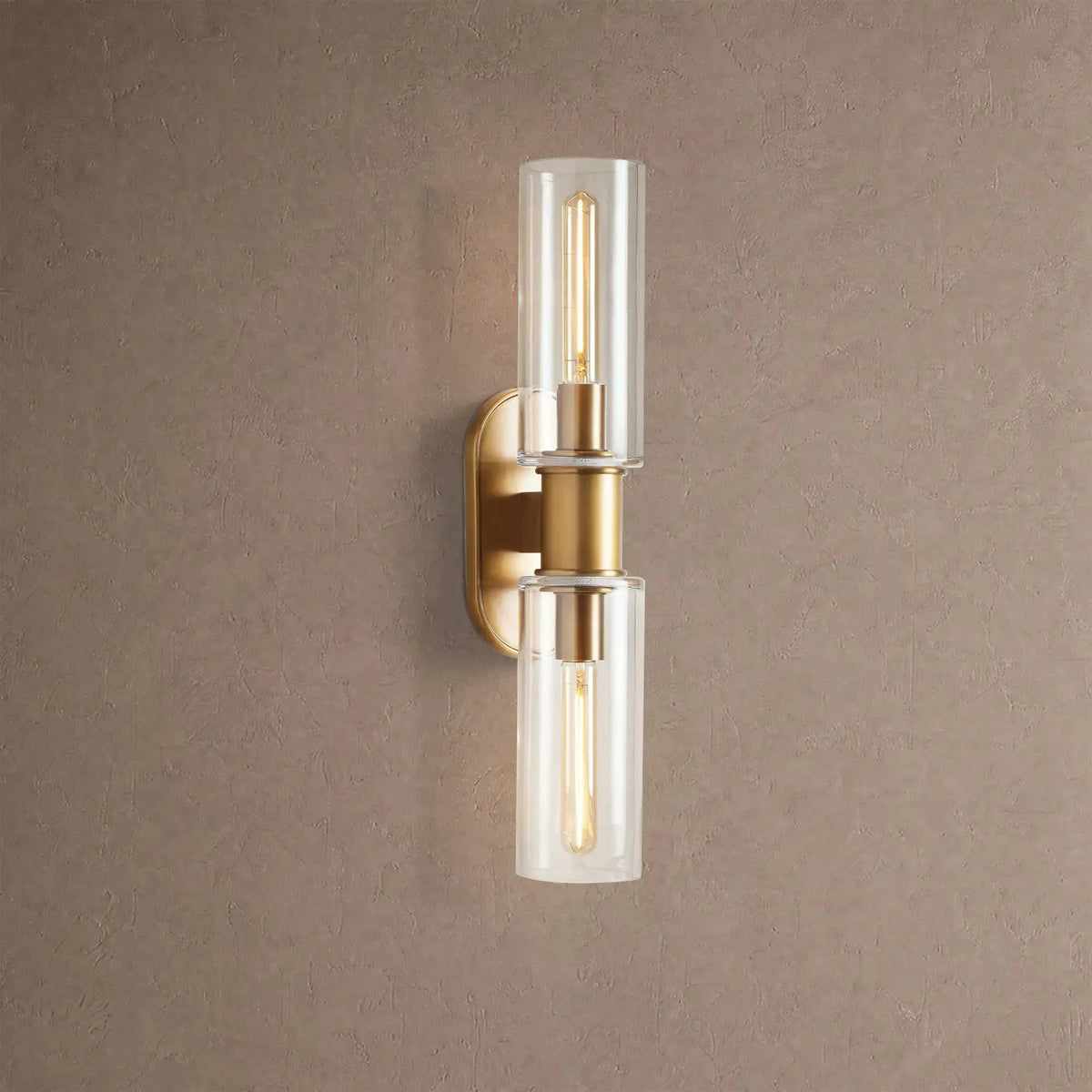Hartley Clear Glass 2-Light Wall Sconce - Brasscasivra