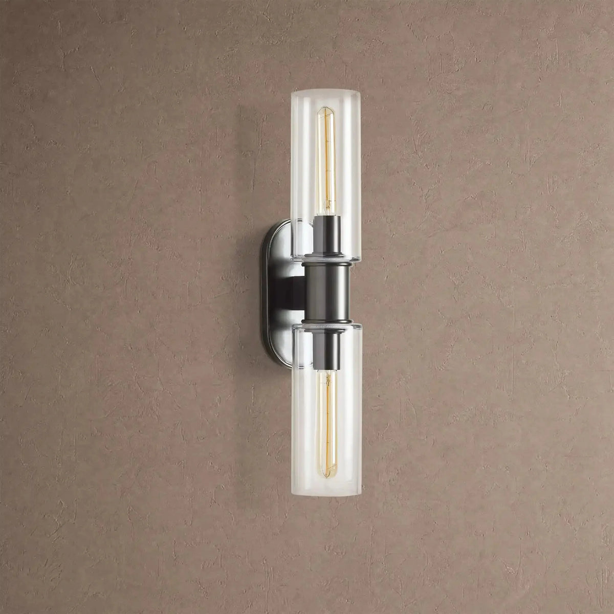Hartley Clear Glass 2-Light Wall Sconce - Nickelcasivra
