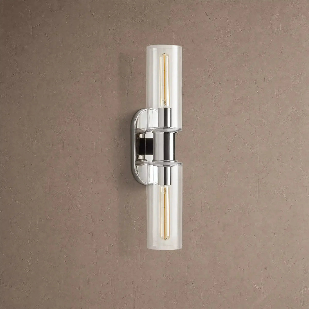 Hartley Clear Glass 2-Light Wall Sconce - Nickelcasivra