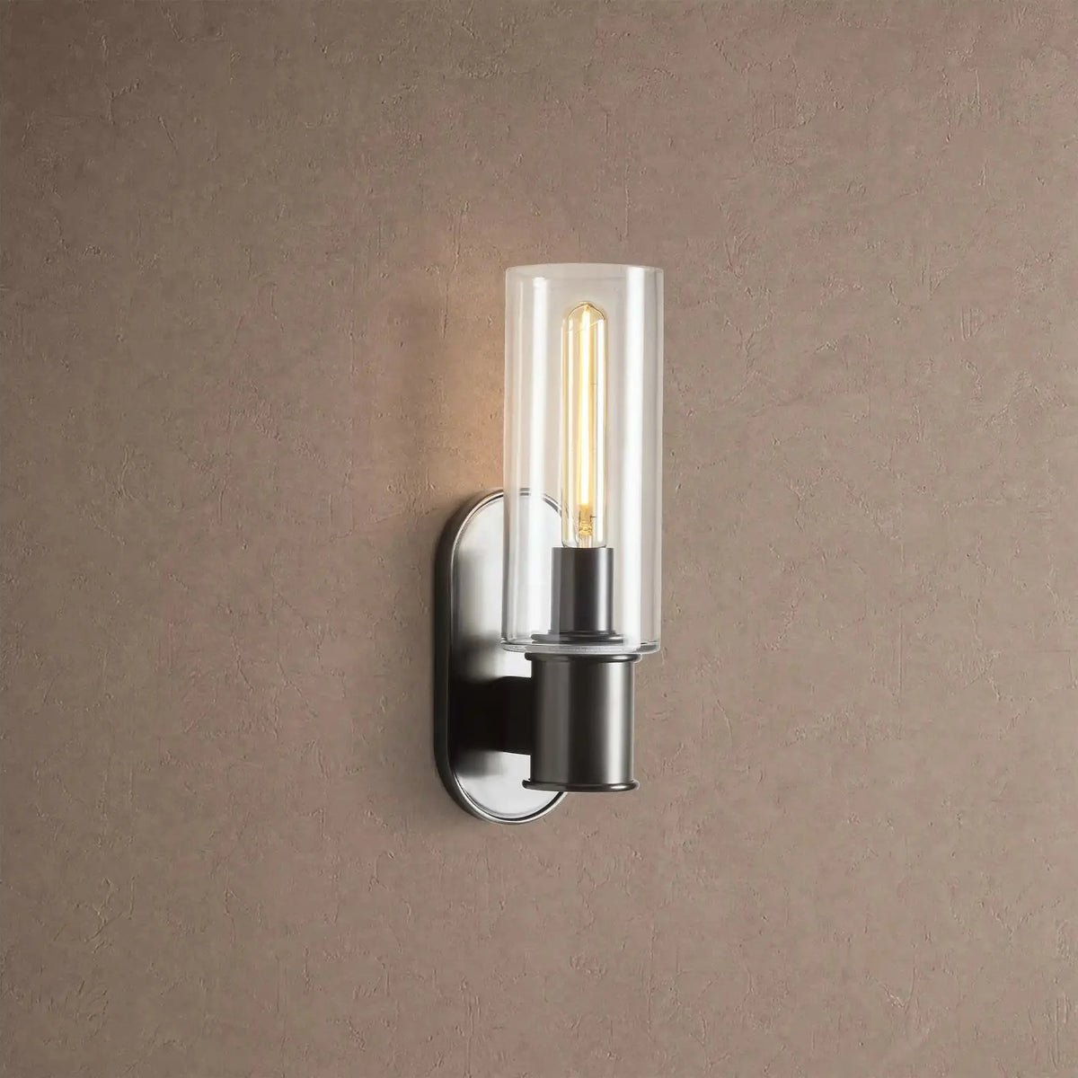 Hartley Clear Glass Wall Sconce - Blackcasivra