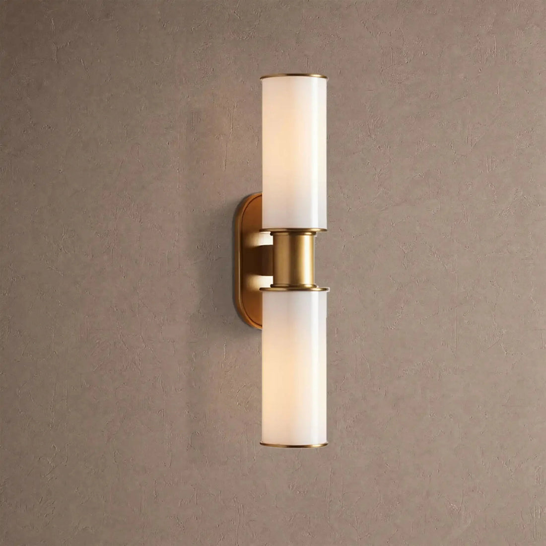 Hartley Modern Milk Glass 2-Light Wall Sconce - Brasscasivra
