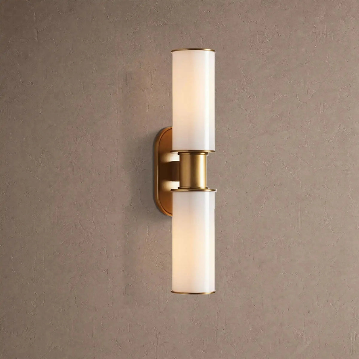 Hartley Modern Milk Glass 2-Light Wall Sconce - Brasscasivra