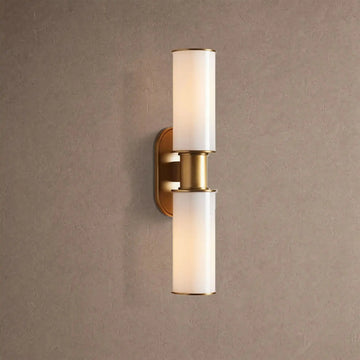Hartley Modern Milk Glass 2-Light Wall Sconce - Brasscasivra