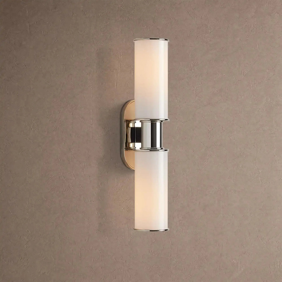Hartley Modern Milk Glass 2-Light Wall Sconce - Nickelcasivra