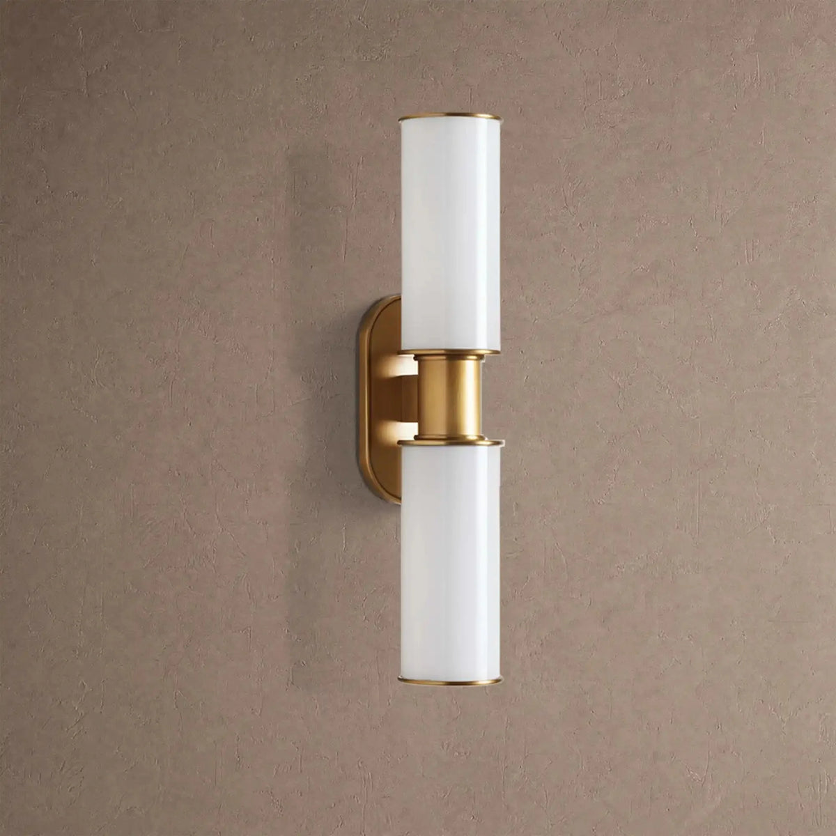 Hartley Modern Milk Glass 2-Light Wall Sconce - Brasscasivra
