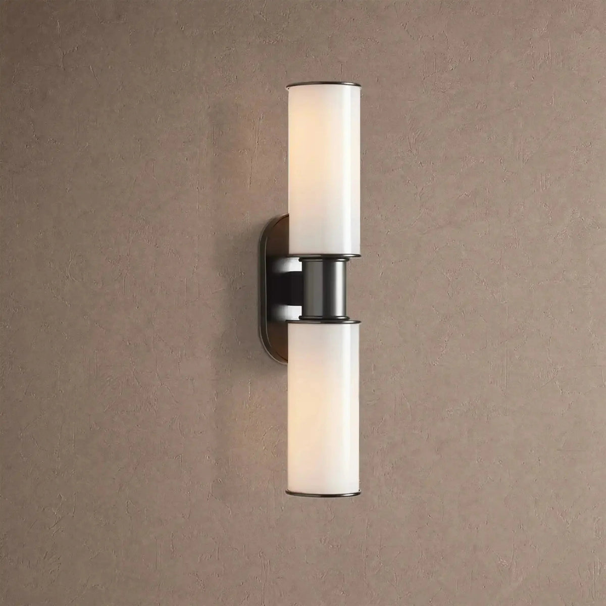 Hartley Modern Milk Glass 2-Light Wall Sconce - Blackcasivra
