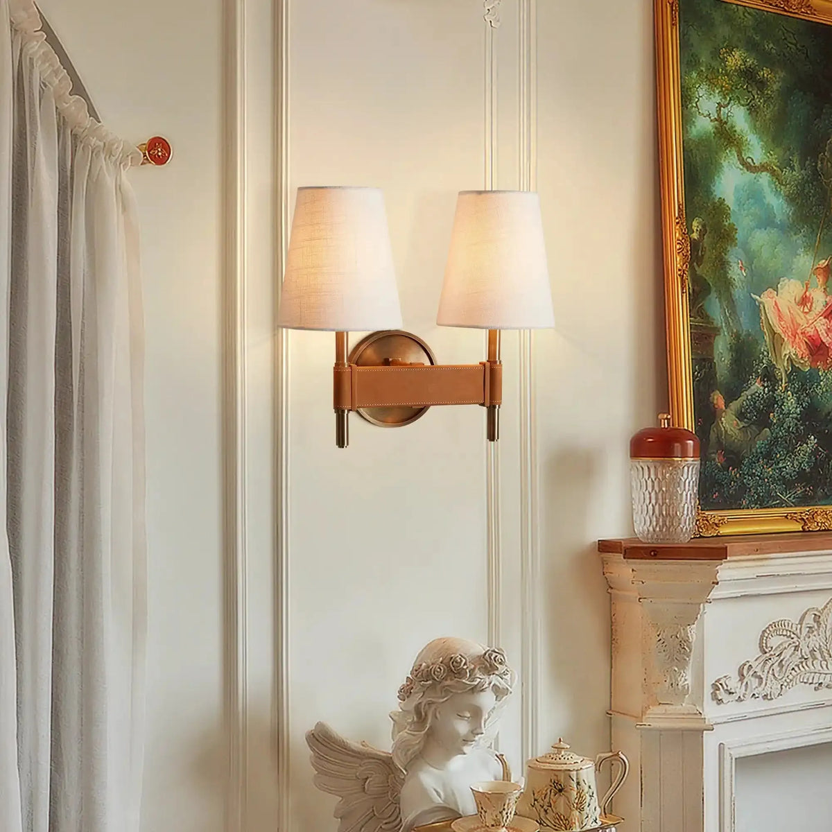 Henley 2-Light Wall Sconce styled in a modern bedroom