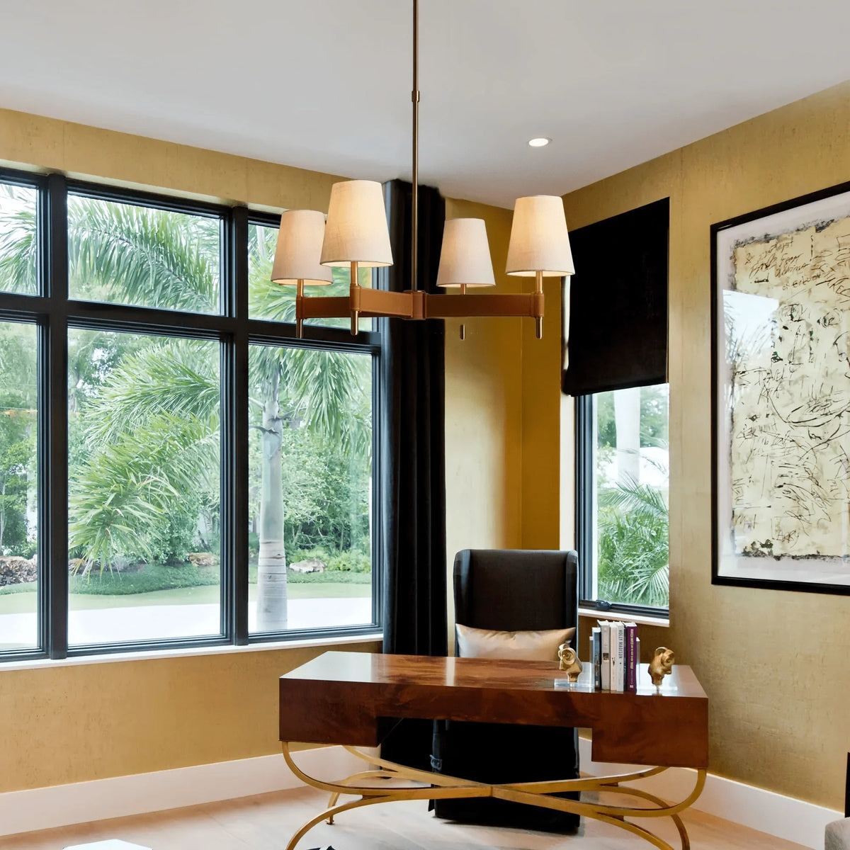 Henley 4-Light Cross Chandelier in brass - modern bedroom lighting