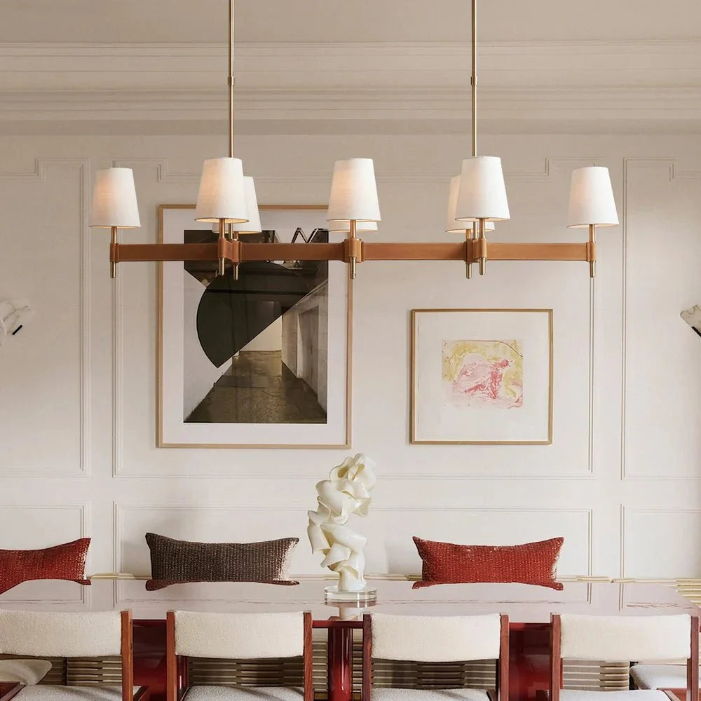 Henley Linear Chandelier 6/8/10-Light in brass - modern dining room lighting