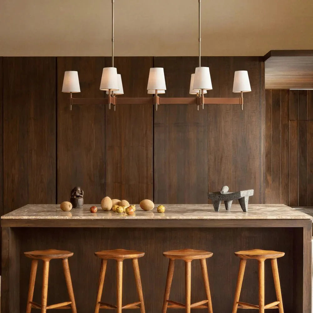 Henley Linear Chandelier 6/8/10-Light styled in a modern dining room