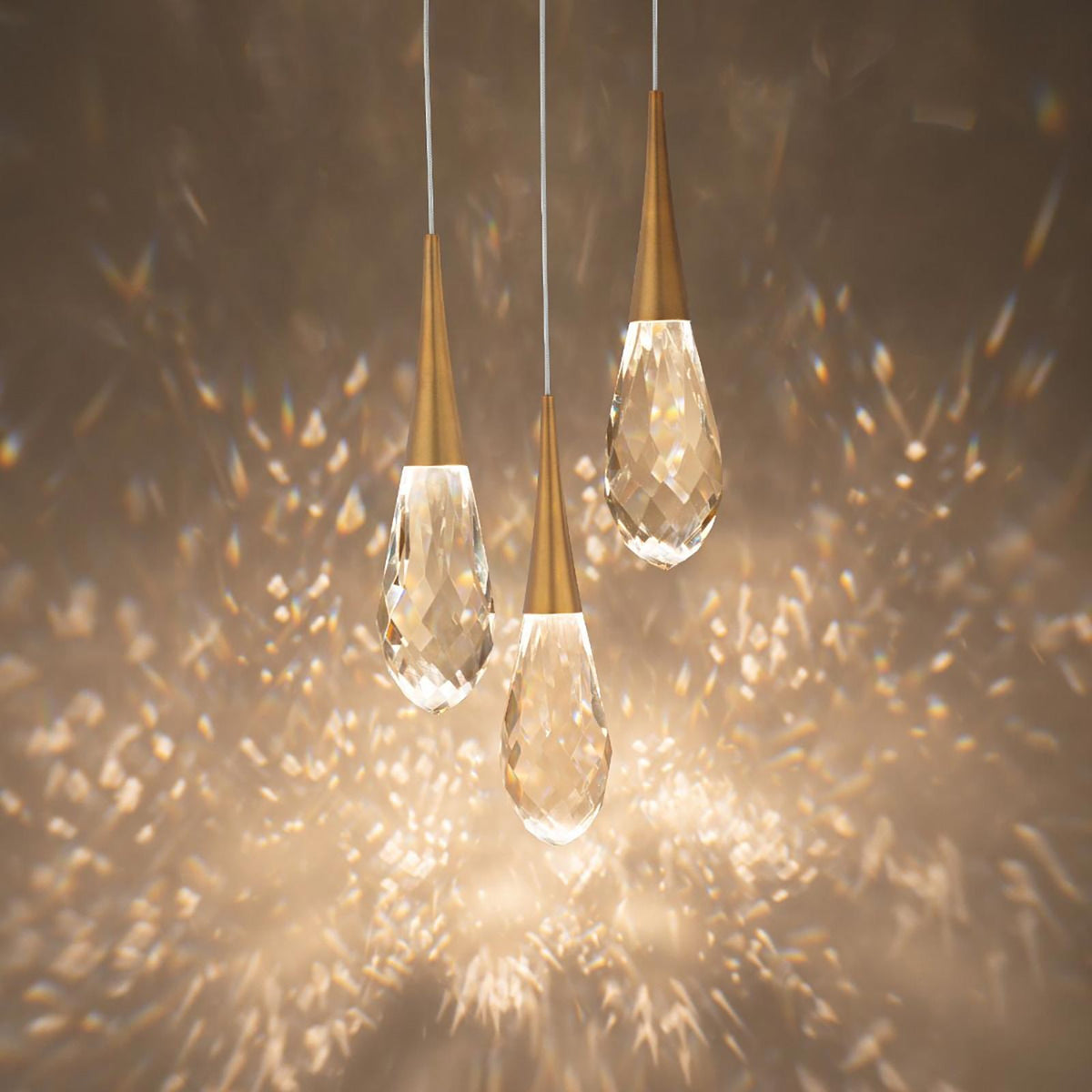 Hibiscas LED Multi Light Pendant Light - Aged Brass3-Lightcasivra