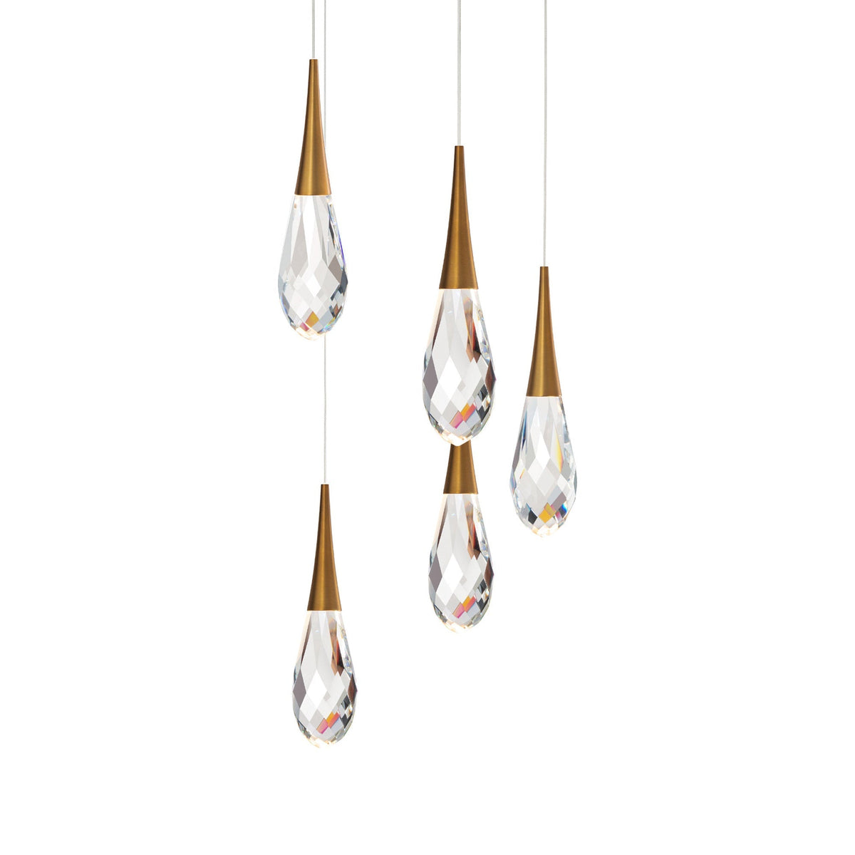 Hibiscas LED Multi Light Pendant Light - Aged Brass5-Lightcasivra