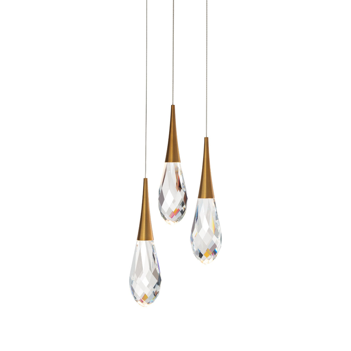 Hibiscas LED Multi Light Pendant Light - Aged Brass3-Lightcasivra