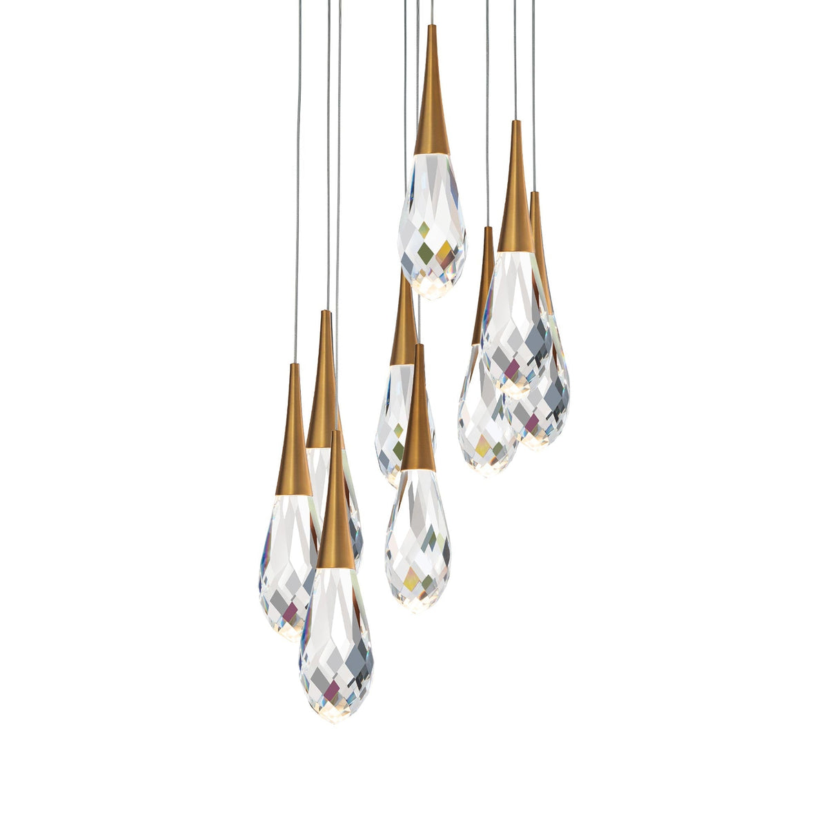 Hibiscas LED Multi Light Pendant Light - Aged Brass9-Lightcasivra